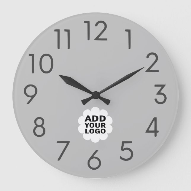 Minimalist Company Logo Branded Promotional Grey Large Clock (Front)