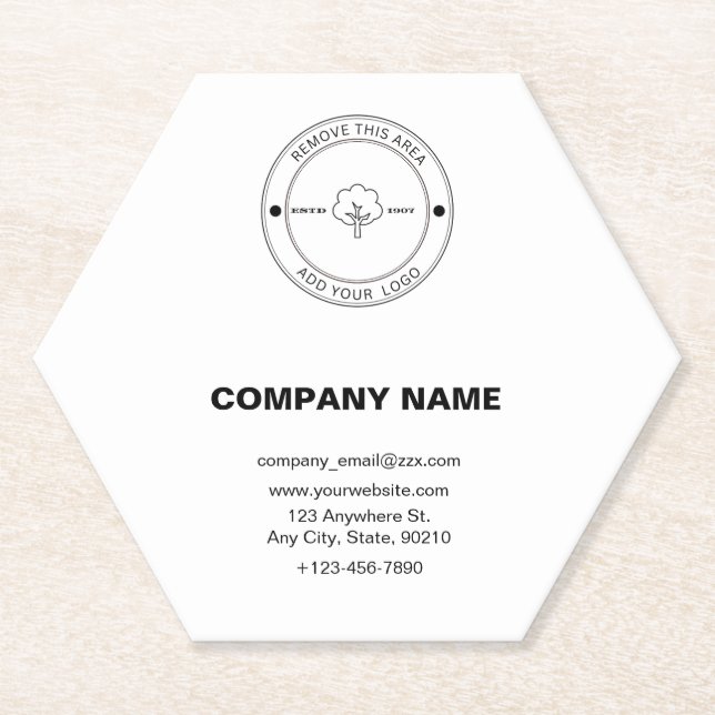 Minimalist Company Logo Paper Coaster (Front)