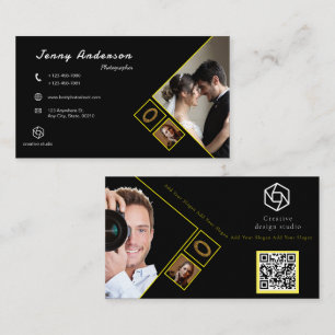 Minimalist Company Logo QR Code Photographer Business Card