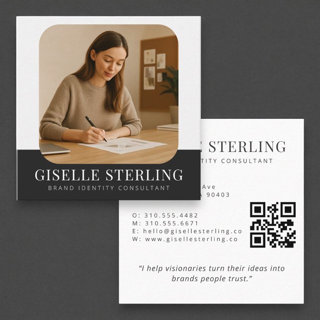 Minimalist Company Professional Name QR Code Square Business Card (Creator Uploaded)