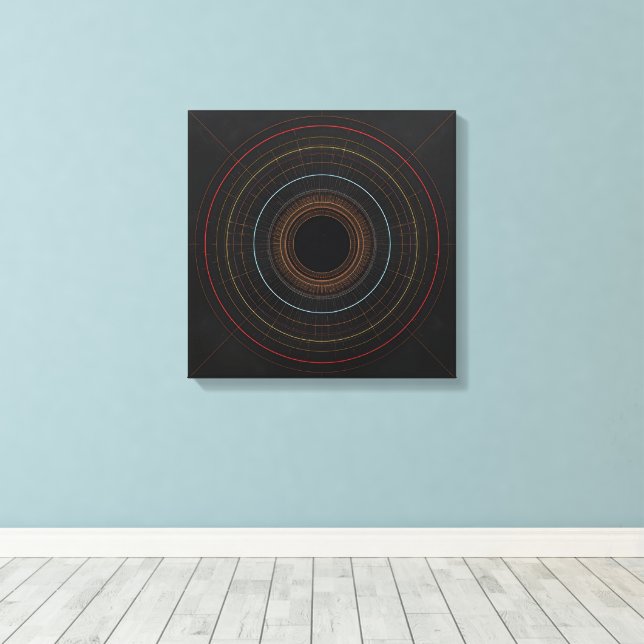 Minimalist Concentric Circles Geometry Art Print (Insitu(Wood Floor))