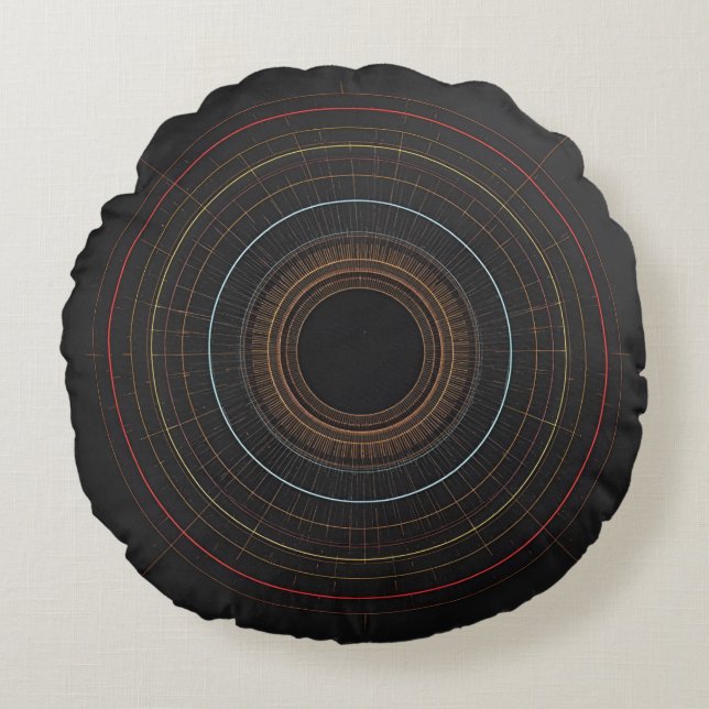 Minimalist Concentric Circles Geometry Art Print Round Pillow (Front)