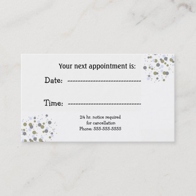 Minimalist Confetti Dots Specialist Appointment Card (Front)