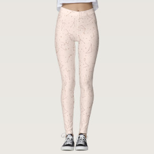 Minimalist Constellation Pattern in Pink & Brown Leggings