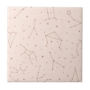 Minimalist Constellation Pattern in Pink & Brown Tile