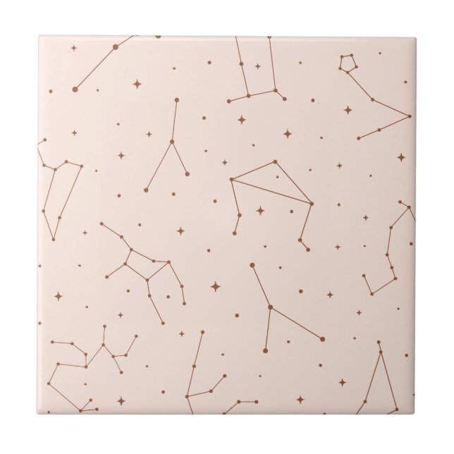 Minimalist Constellation Pattern in Pink & Brown Tile (Front)