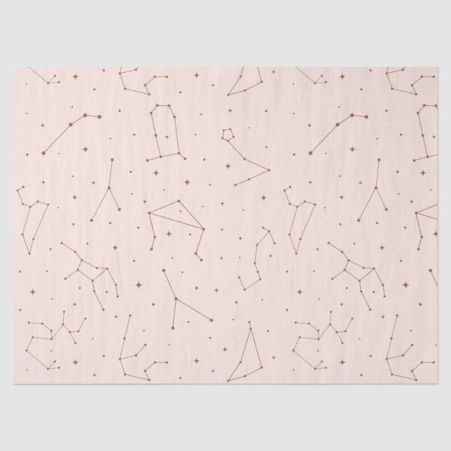Minimalist Constellation Pattern in Pink & Brown Tissue Paper (Front)