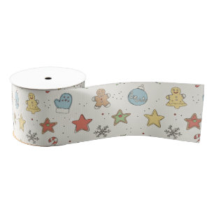 Minimalist Cookie Doodles Christmas Grosgrain Ribbon