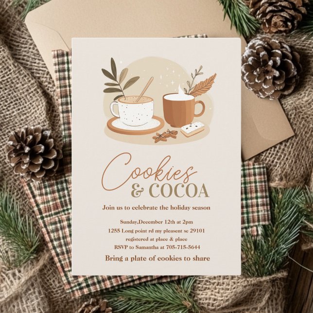 Minimalist Cookies & Cocoa Party | Neutral Holiday Invitation (Creator Uploaded)