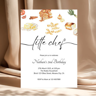 Minimalist Cooking Party Little Chef Birthday Invitation