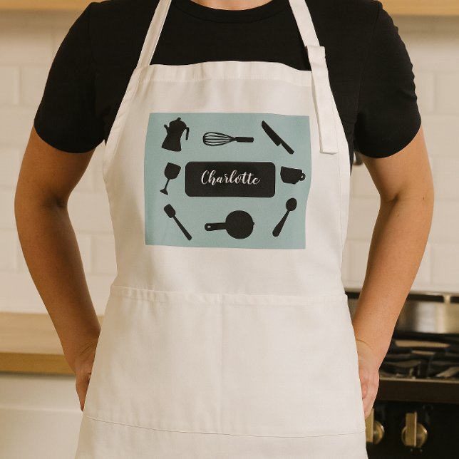 Minimalist cooking utensils custom design standard apron (Creator Uploaded)