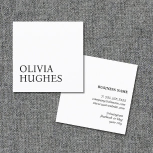 Minimalist Cool Black White Bold Square Business Card