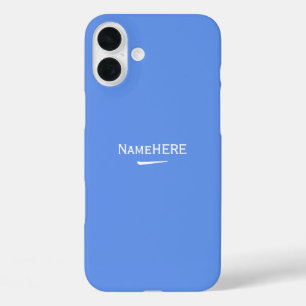 Minimalist, Cool Blue Customized Name or Monogram iPhone 16 Plus Case