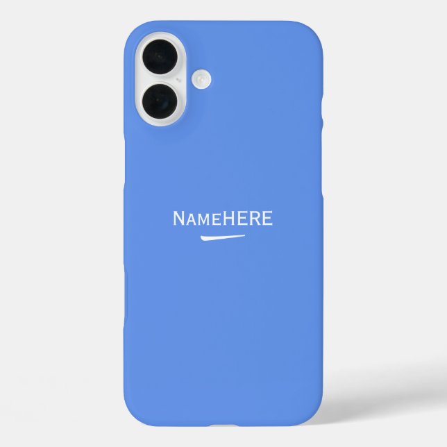 Minimalist, Cool Blue Customized Name or Monogram Case-Mate iPhone Case (Back)