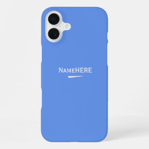 Minimalist, Cool Blue Customized Name or Monogram iPhone 16 Plus Case