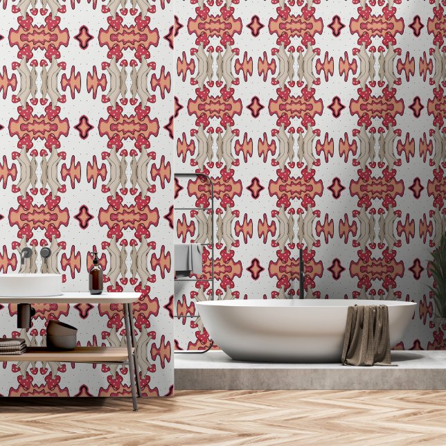 Minimalist Cool Mushrooms Wallpaper (Bathroom)