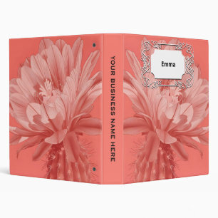 Minimalist Coral Cactus Bloom Binder
