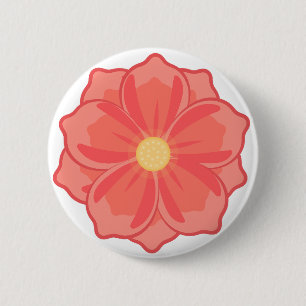 Minimalist Coral Pink Flower Blossom graphic 2 Inch Round Button