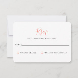 Minimalist Coral Pink Wedding RSVP Card