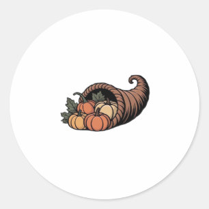Minimalist Cornucopia Thanksgiving Design Classic Classic Round Sticker
