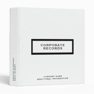 Minimalist Corporate Records Custom Name White Binder