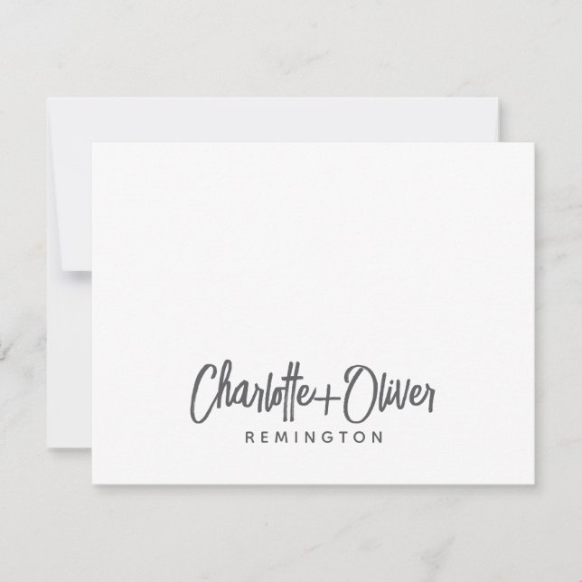 Minimalist Couple Handwritten Script Name Monogram Card (Front)