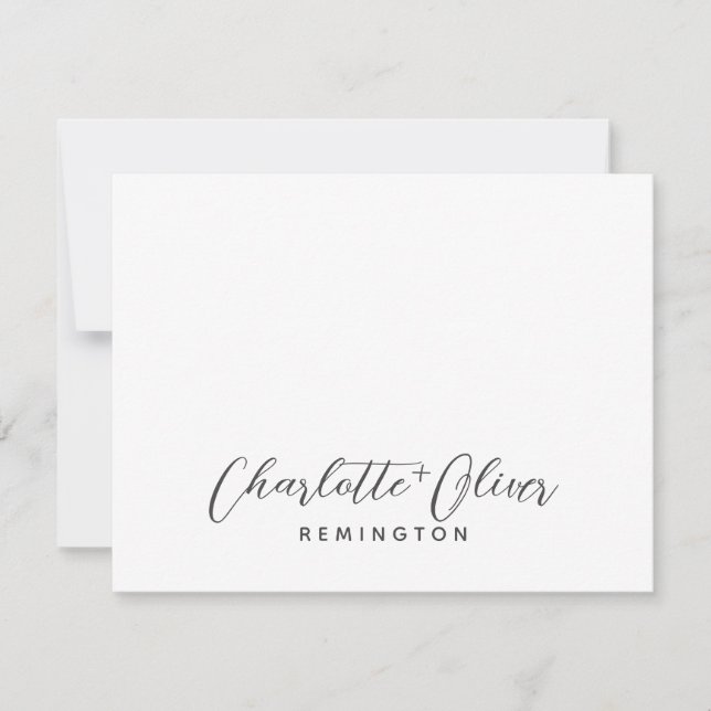 Minimalist Couple Handwritten Script Name Monogram Card (Front)