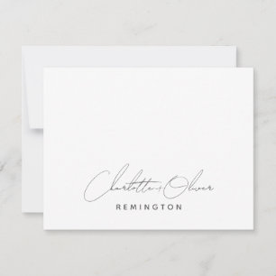 Minimalist Couple Handwritten Script Name Monogram Card