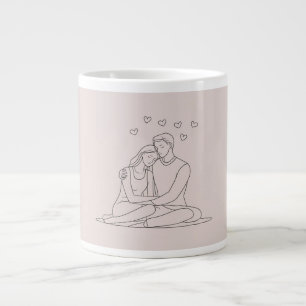 Minimalist Couple Hug Mug – Head on Shoulder with