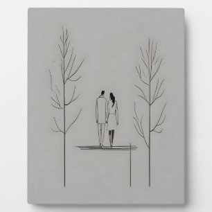 Minimalist Couple Modern Line Art Plaque