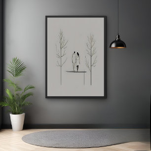 Minimalist Couple Modern Line Art Poster