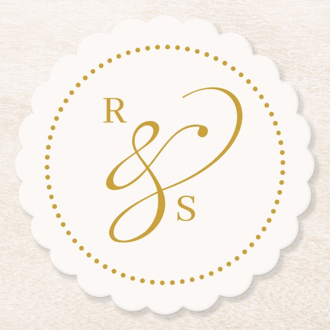 Minimalist Couple Monogram  Paper Coaster (Front)