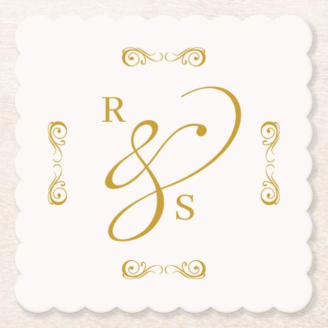 Minimalist Couple Monogram  Paper Coaster (Front)
