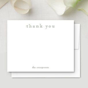 Minimalist Couples Family Olive Green Thank You Card
