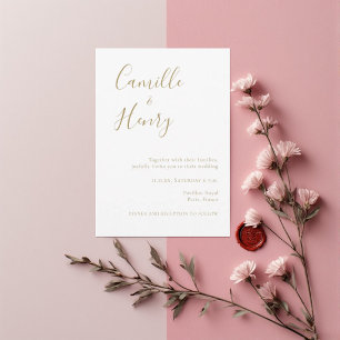  Minimalist Couple's Name Gold & White Wedding  Invitation