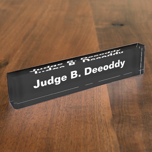 Minimalist Court Judge Black Acrylic Nameplate (Side)