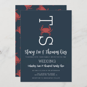 Minimalist Crab Broil Typography Wedding  Invitation