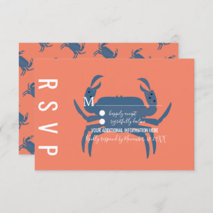 Minimalist Crab Typography Wedding RSVP Invitation