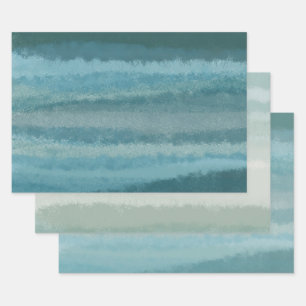 Minimalist Crackle Painting Teal Aqua Blue Variety Wrapping Paper Sheet
