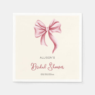 Minimalist Cream Blush Pink Bow Bridal Shower Napkin