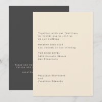 Minimalist Cream Typewriter Typography Wedding