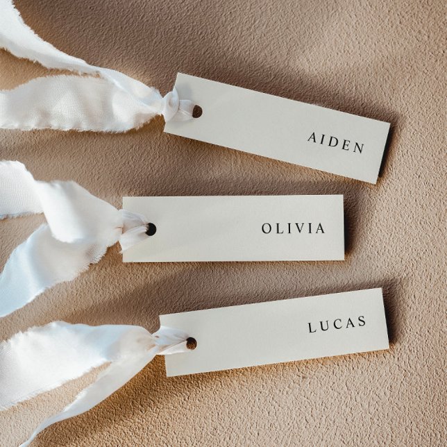 Minimalist Cream Wedding Name Place Cards (Creator Uploaded)