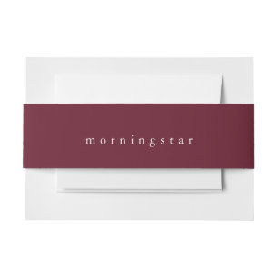 Minimalist Crimson Maroon Invitation Belly Band
