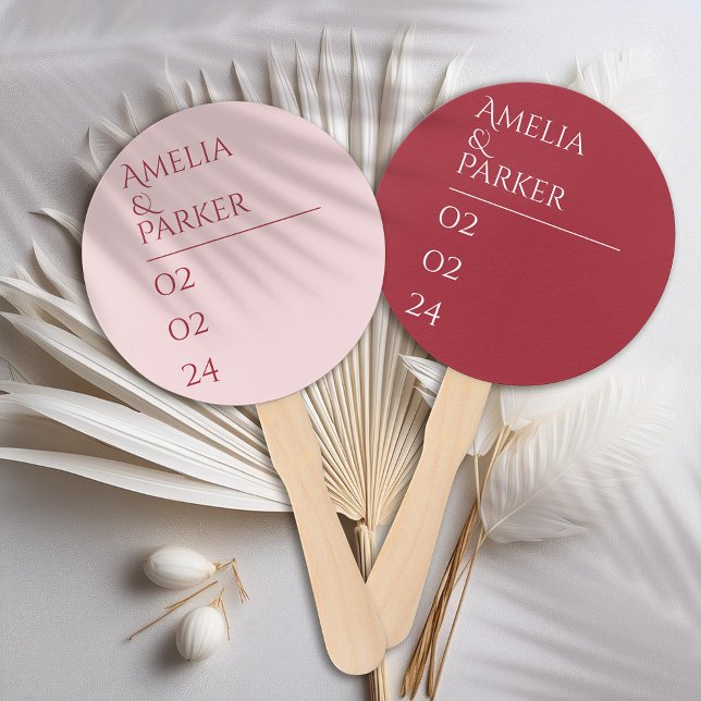 Minimalist Crimson Red Wedding Hand Fans (Creator Uploaded)
