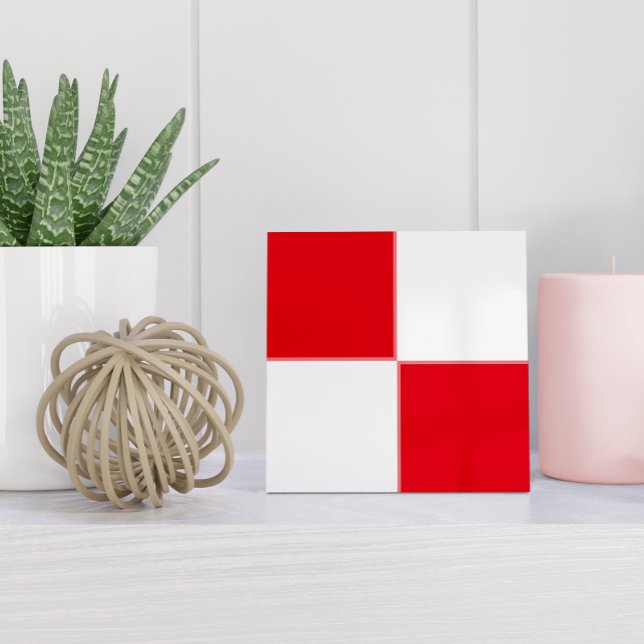 Minimalist Croatian Red White Geometric Tile (Creator Uploaded)