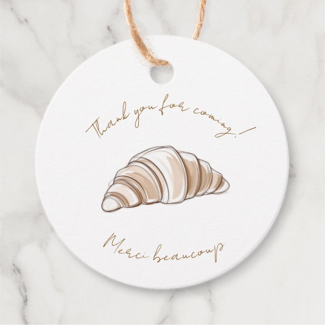 minimalist croissant favour tag (Front)