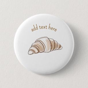 minimalist croissant pin/bagde 2 inch round button