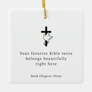Minimalist Cross Bible Verse Ceramic Ornament