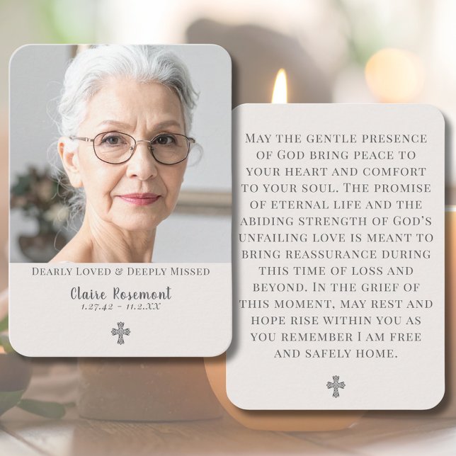 Minimalist Cross Funeral Photo Prayer Card (Minimalist Cross Funeral Photo Prayer Card
)