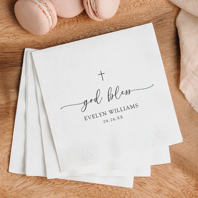 Minimalist Cross Personalized Baptism Napkin (Creator Uploaded)